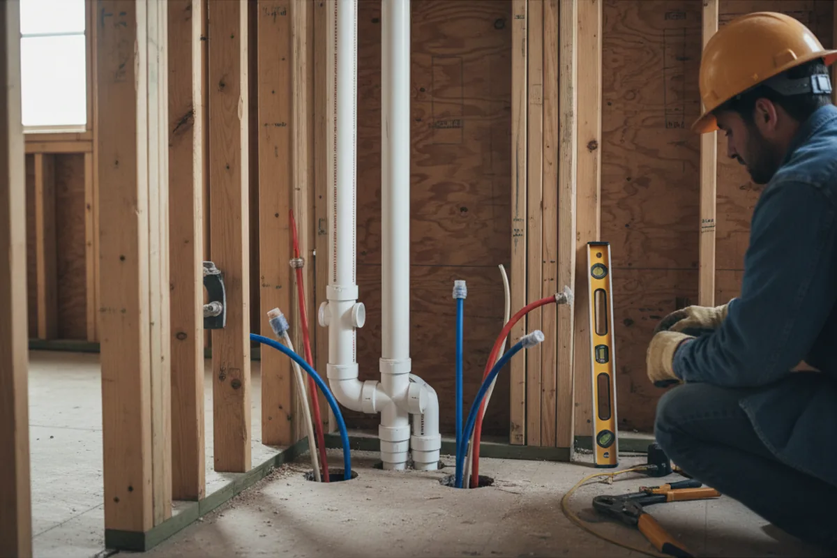Drain and supply rough-in during Drain Cleaning in Georgetown